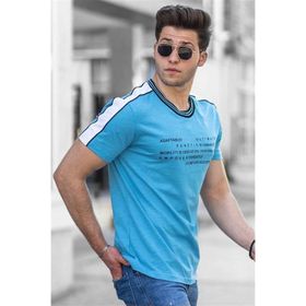 Madmext 4530 Baskılı Turkuaz Erkek T-shirt