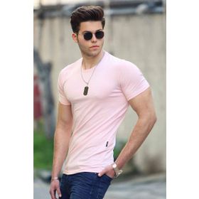 Madmext 4552 Pudra Bisiklet Yaka Erkek T-shirt