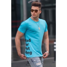 Madmext 4553 Mavi Baskılı Erkek T-shirt