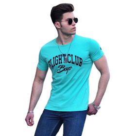 Madmext 4591 Baskılı Turkuaz Erkek T-shirt