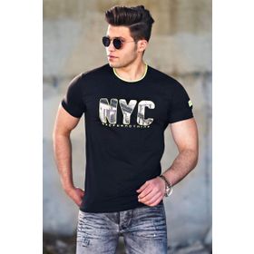 Madmext 4592 Siyah Yırtıklı Baskılı Erkek T-shirt