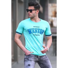Madmext 4593 Mint Yeşili Baskılı Erkek T-shirt