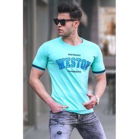 Madmext 4593 Mint Yeşili Baskılı Erkek T-shirt