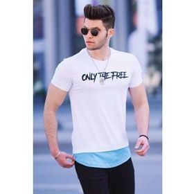 Madmext 4597 Beyaz Baskılı Erkek Tişört