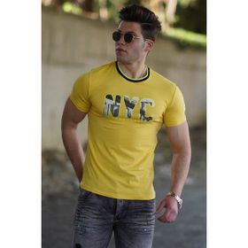 Madmext 4606 Sarı Baskılı Erkek T-shirt
