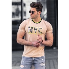 Madmext 4606 Turkuaz Baskılı Erkek Tişört