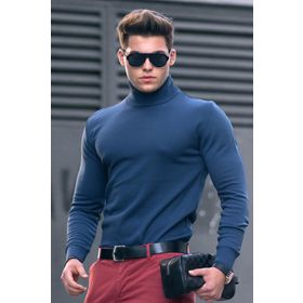 Madmext 4656 İndigo Erkek Kazak