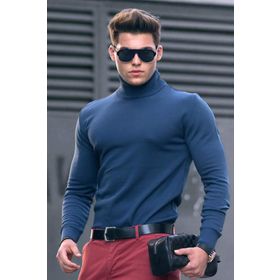 Madmext 4656 İndigo Erkek Kazak