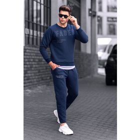 Madmext 4679-3 Lacivert Baskılı Erkek Eşofman Takımı