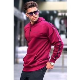 Madmext 4721 Erkek Bordo Kapüşonlu Sweatshirt