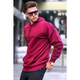 Madmext 4721 Erkek Bordo Kapüşonlu Sweatshirt