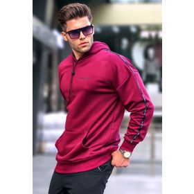 Madmext 4721 Erkek Bordo Kapüşonlu Sweatshirt