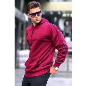 Madmext 4721 Erkek Bordo Kapüşonlu Sweatshirt