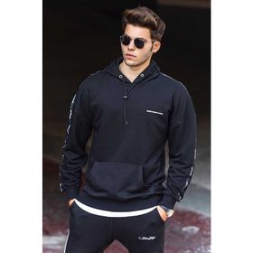 Madmext 4721 Siyah Kapüşonlu Erkek Sweatshirt