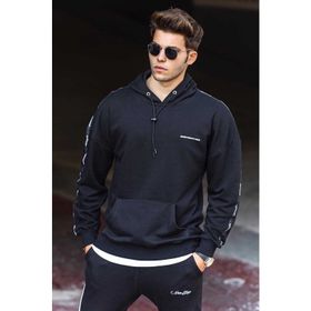 Madmext 4721 Siyah Kapüşonlu Erkek Sweatshirt