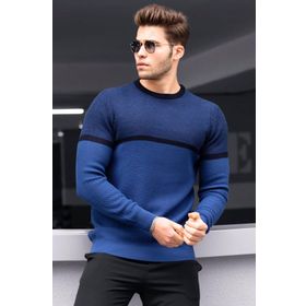 Madmext 4734 Indigo Erkek Kazak
