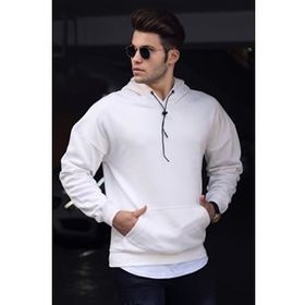 Madmext 4764 Beyaz Kapüşonlu Erkek Sweatshirt