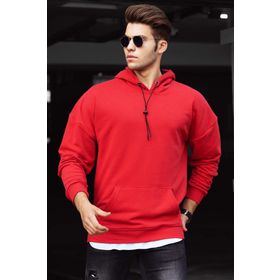 Madmext 4764 Kırmızı Kapüşonlu Erkek Sweatshirt