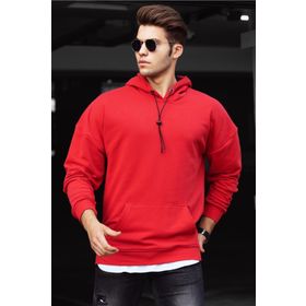 Madmext 4764 Kırmızı Kapüşonlu Erkek Sweatshirt