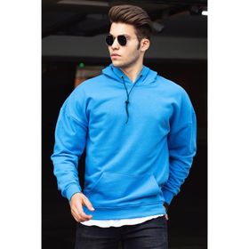 Madmext 4764 Saks Kapüşonlu Erkek Sweatshirt