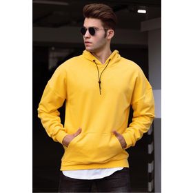 Madmext 4764 Sarı Kapüşonlu Erkek Sweatshirt