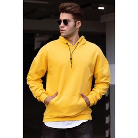 Madmext 4764 Sarı Kapüşonlu Erkek Sweatshirt