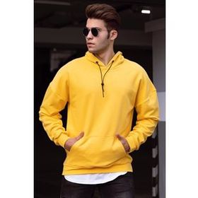 Madmext 4764 Sarı Kapüşonlu Erkek Sweatshirt