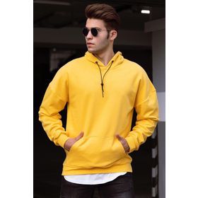 Madmext 4764 Sarı Kapüşonlu Erkek Sweatshirt