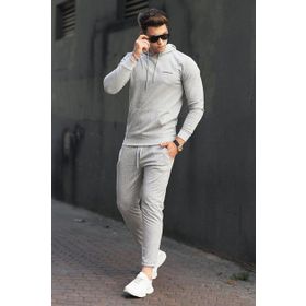 Madmext 48224692-1 Gri Çizgili Erkek Eşofman Takımı