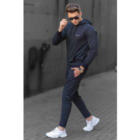 Madmext 48224692-4 Lacivert Çizgili Erkek Eşofman Takımı