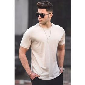 Madmext 4951 Bej Erkek Tişört