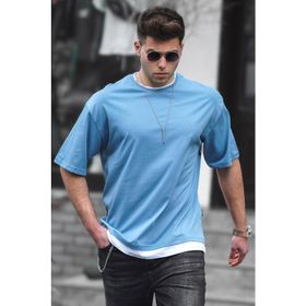 Madmext 4978 Mavi Oversize Erkek T-shirt