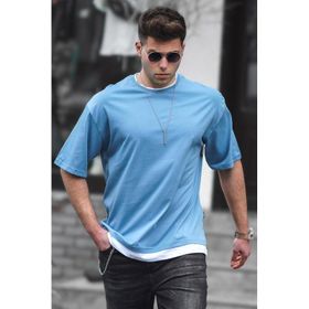 Madmext 4978 Mavi Oversize Erkek T-shirt
