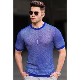 Madmext 5076 Erkek Saks Triko T-shirt