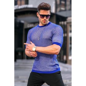 Madmext 5076 Erkek Saks Triko T-shirt