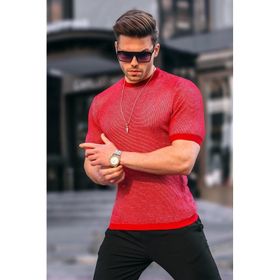 Madmext 5076 Kırmızı Triko Erkek T-shirt