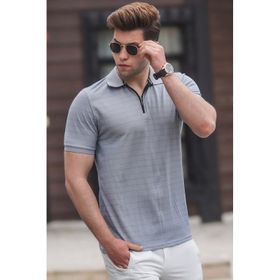 Madmext 5117 Gri Polo Yaka Erkek Triko T-shirt