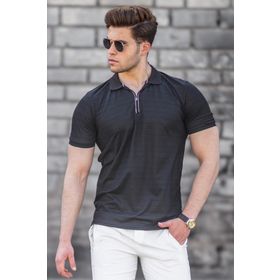 Madmext 5117 Siyah Polo Yakak Erkek Triko T-shirt