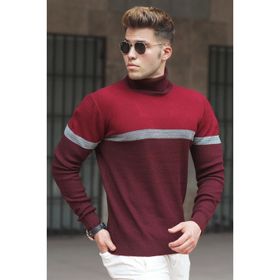 Madmext 5149 Bordo Balıkçı Yaka Erkek Kazak