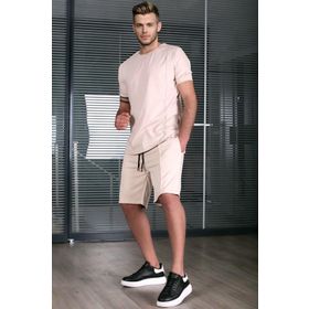 Madmext 5213 Bej Erkek Şort Takım