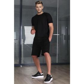 Madmext 5213 Siyah Erkek Şort Takım