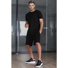 Madmext 5213 Siyah Erkek Şort Takım
