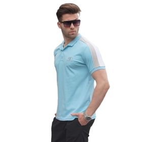 Madmext 5215 Mavi Şeritli Polo Yaka Erkek T-shirt