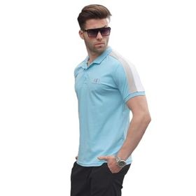 Madmext 5215 Mavi Şeritli Polo Yaka Erkek T-shirt