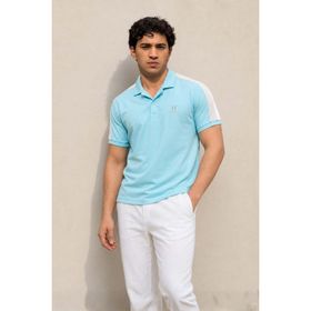 Madmext 5215 Mavi Şeritli Polo Yaka Erkek T-shirt
