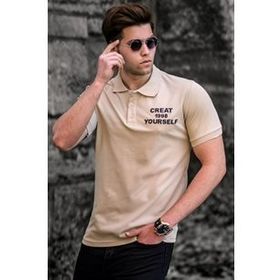 Madmext 5247 Bej Polo Yaka Erkek Tişört
