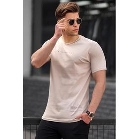 Madmext 5258 Bej Erkek Baskılı T-shirt