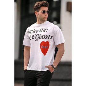 Madmext 5263 Beyaz Baskılı Erkek T-shirt