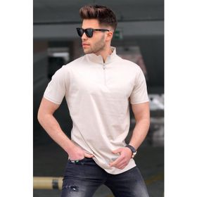 Madmext 5282 Bej Yarım Balıkçı Erkek T-shirt