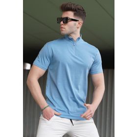 Madmext 5282 Mavi Yarım Balıkçı Erkek T-shirt